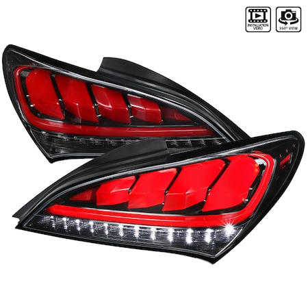 Spec-D Tuning 10-15 Hyundai Genesis 2Dr LED Tail Lights Glossy Black With Sequential LT-GENS210BKLED-TM
